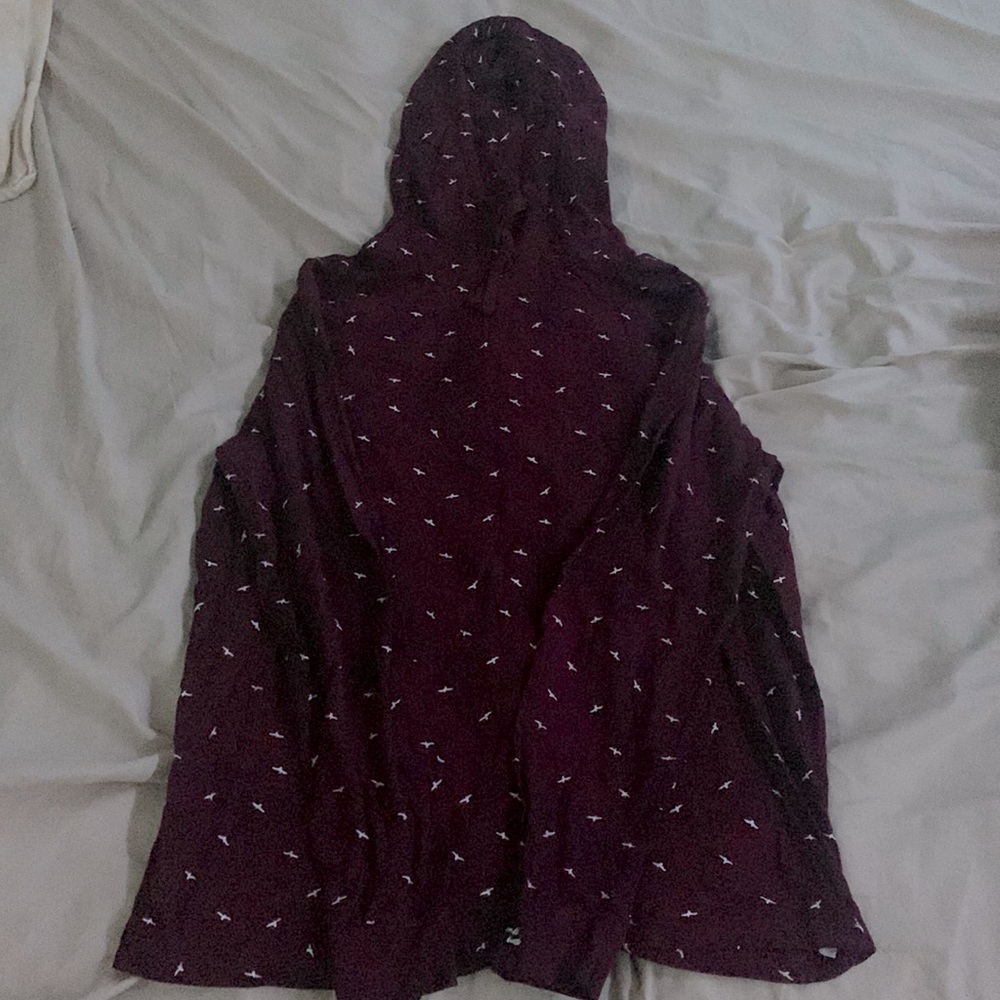 Red long sleeve hooded shirt